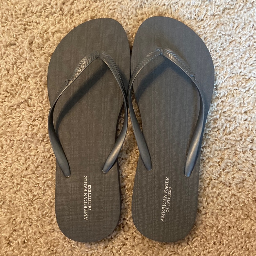 Grey American Eagle Flip Flops